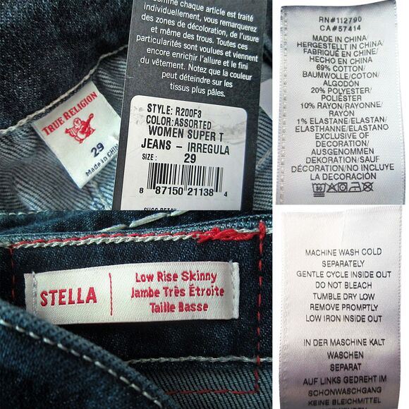 TRUE RELIGION NEW Y2K STELLA Supra-T Stripe Low Rise Skinny Jean 29 - Picture 5 of 12